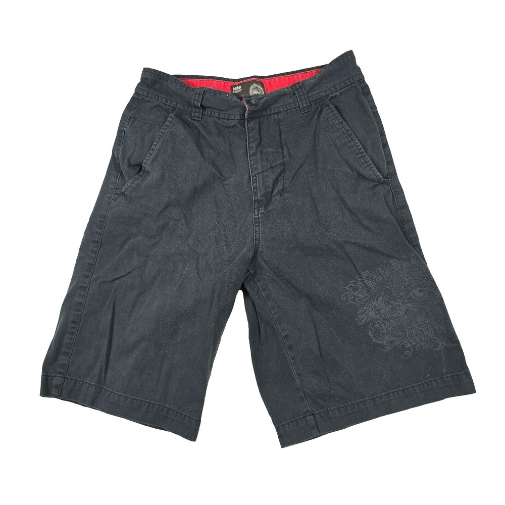 No Boundaries Mens Black Soot Graphic Chino Shorts Size 30 NM10500 Skater Y2K